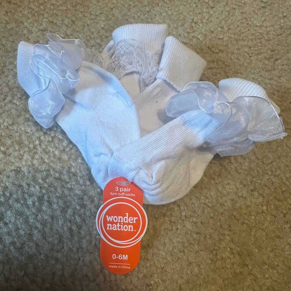Wonder Nation Infant Lace Socks in White